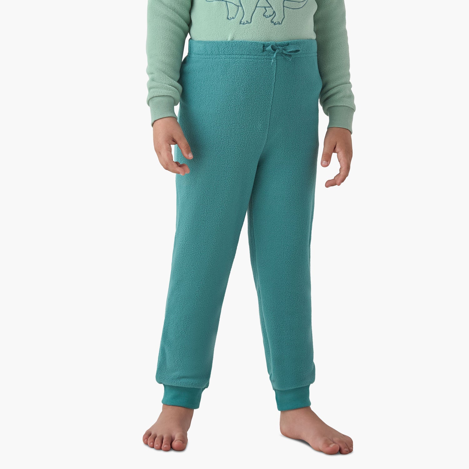Juniors Boys Pyjama Set with Dinosaur Embroidery - Polyester - Long Sleeves - Crew Neck