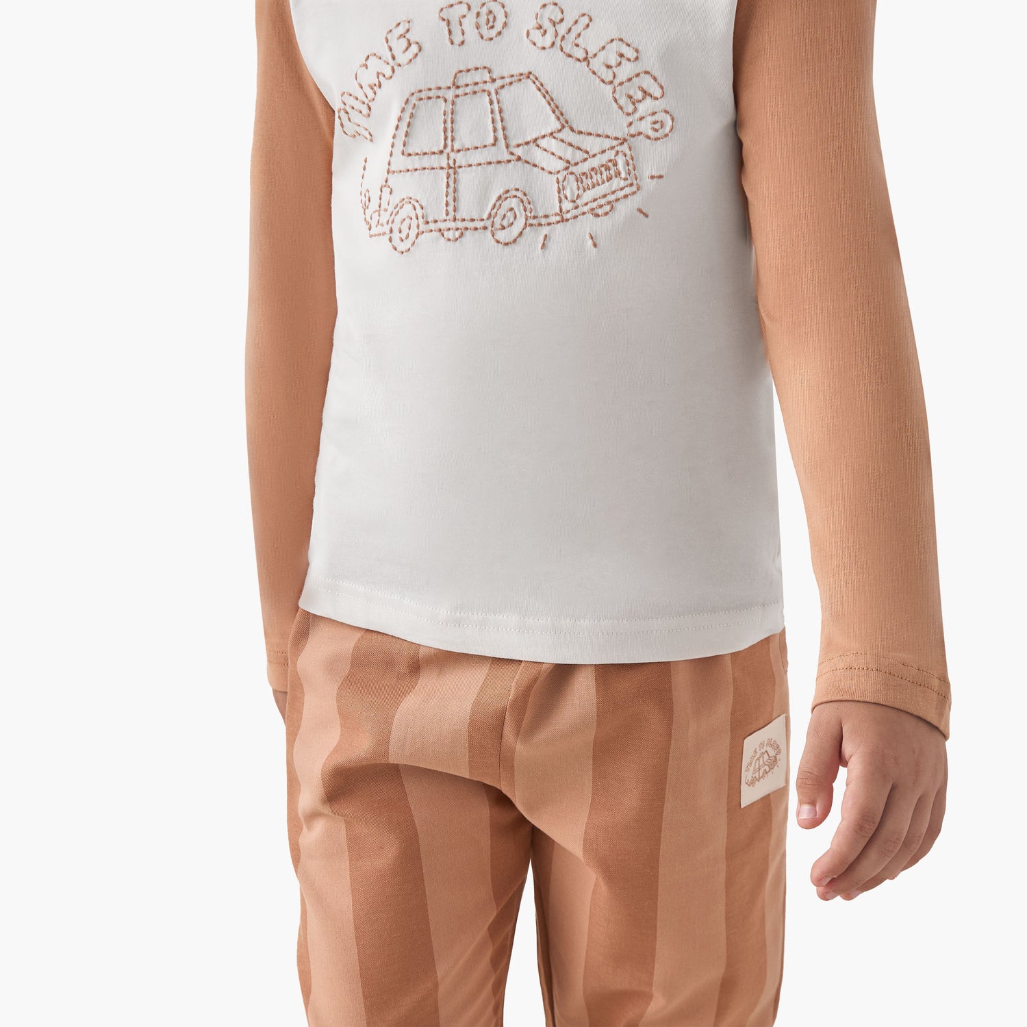 Juniors Boys Pyjama Set with Embroidery - Cotton - Long Sleeves - Crew Neck