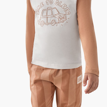 Juniors Boys Pyjama Set with Embroidery - Cotton - Long Sleeves - Crew Neck