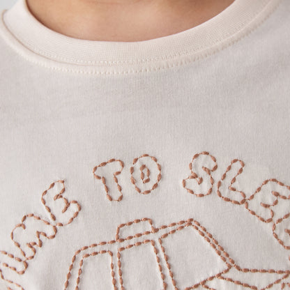 Juniors Boys Pyjama Set with Embroidery - Cotton - Long Sleeves - Crew Neck