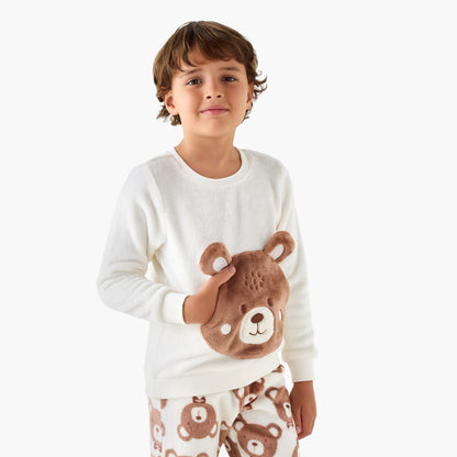 Juniors Bear Applique T-shirt and Pyjama Set