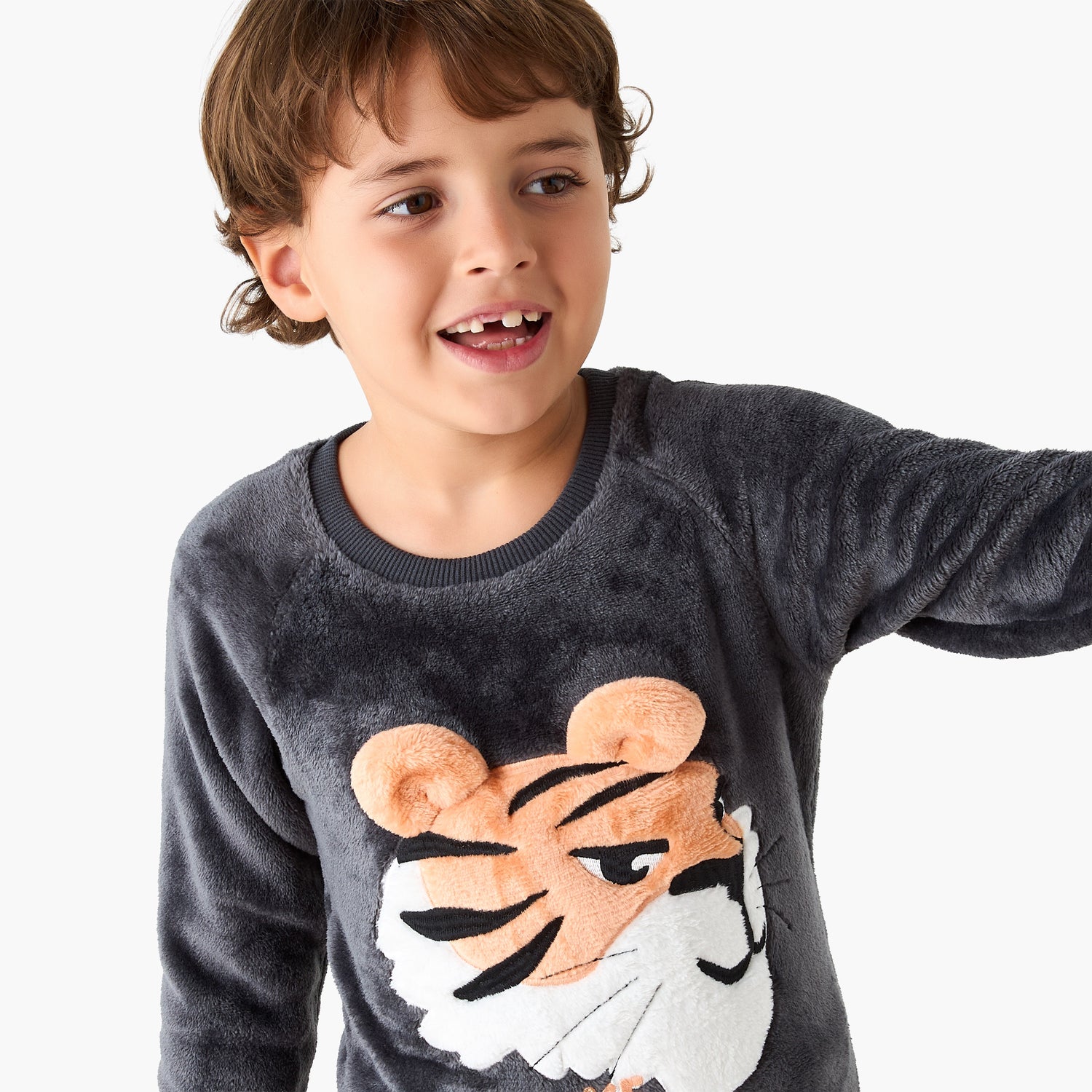 Juniors Tiger Applique Sweatshirt and Pyjama Set