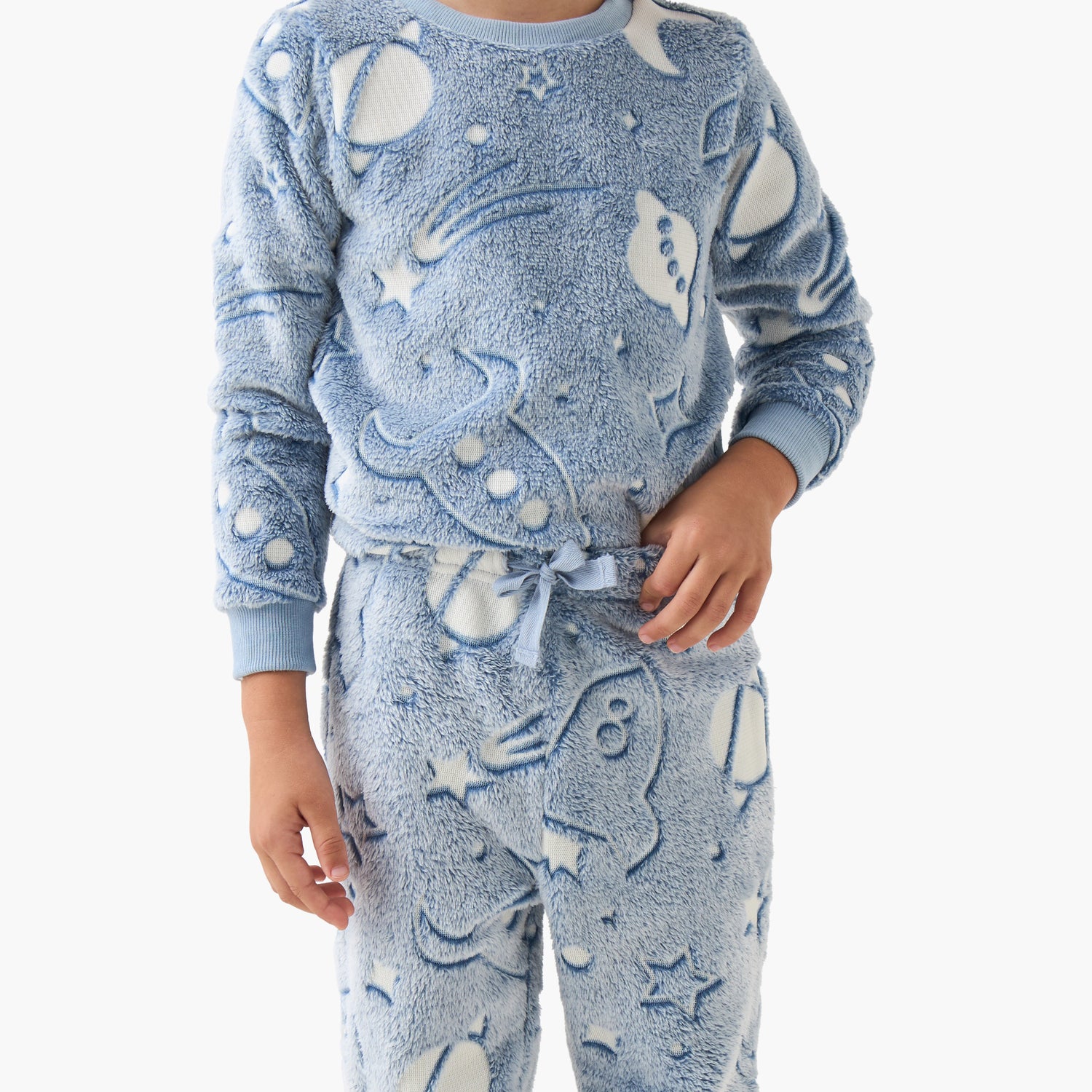 Juniors Boys Pyjama Set with Space Print - Polyester - Long Sleeves - Crew Neck