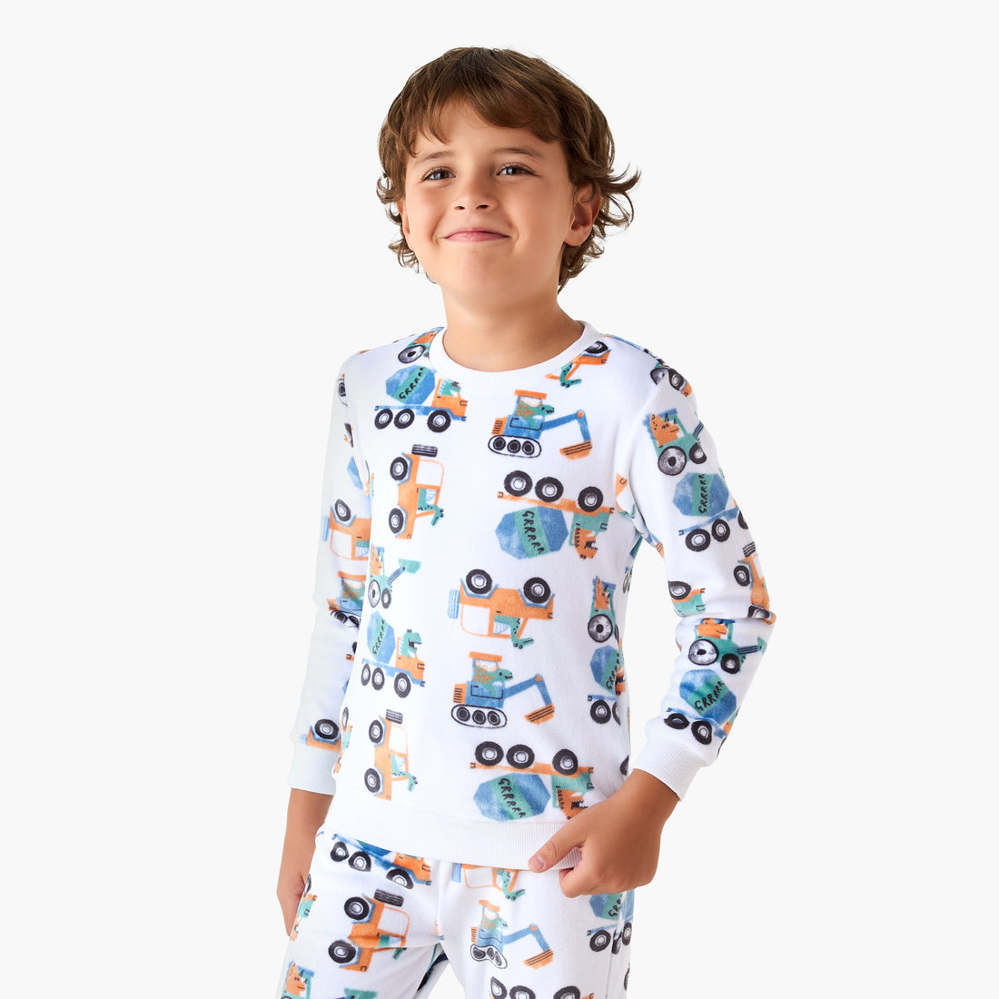 Juniors Construction Vehicle Print T-shirt and Pyjama Set