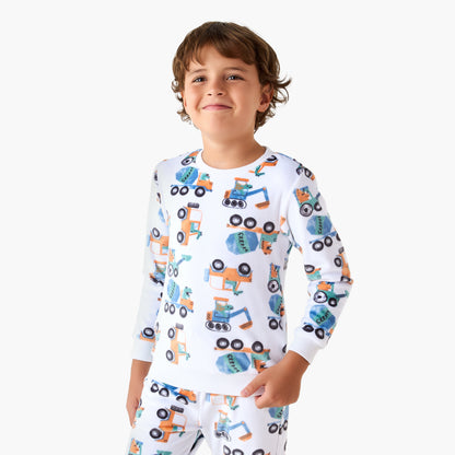 Juniors Construction Vehicle Print T-shirt and Pyjama Set