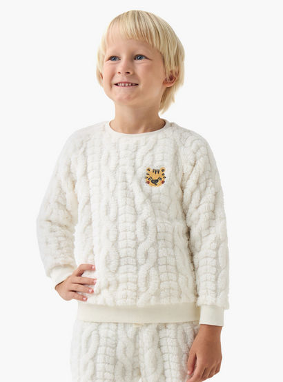 Juniors Boys Pyjama Set with Cable Knit - Polyester - Long Sleeves - Crew Neck-boys-clothing-nightwear-image-2