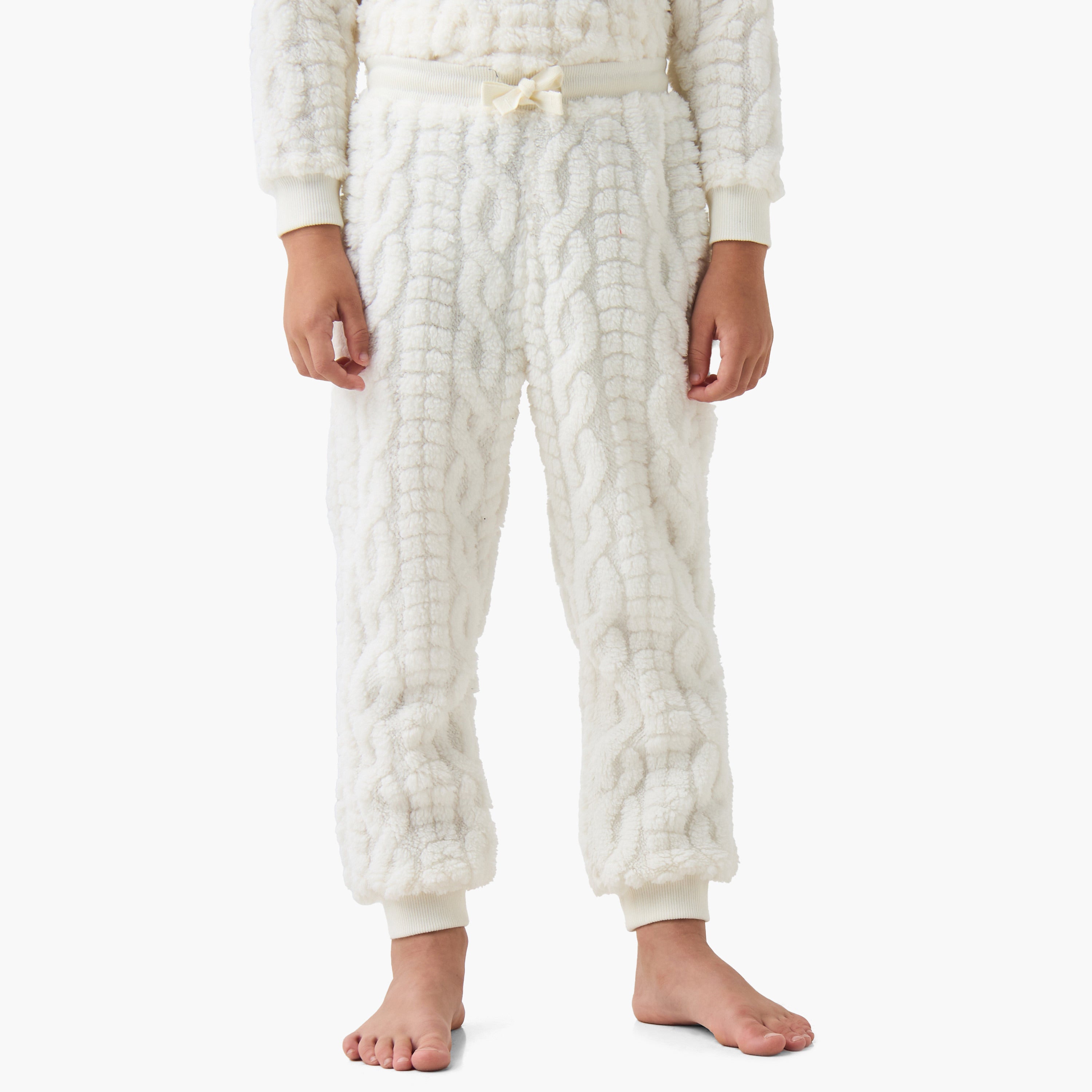 Juniors Boys Pyjama Set with Cable Knit - Polyester - Long Sleeves - Crew Neck