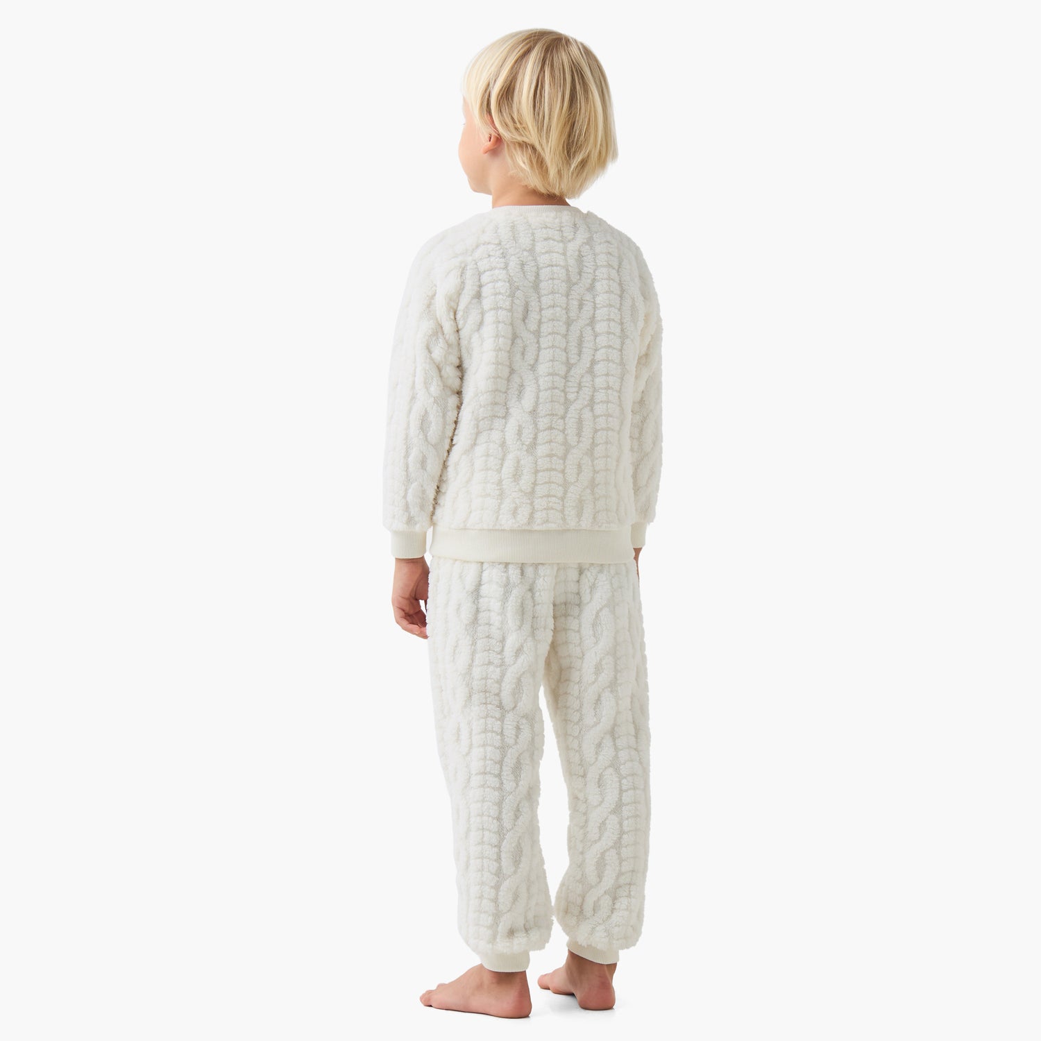 Juniors Boys Pyjama Set with Cable Knit - Polyester - Long Sleeves - Crew Neck