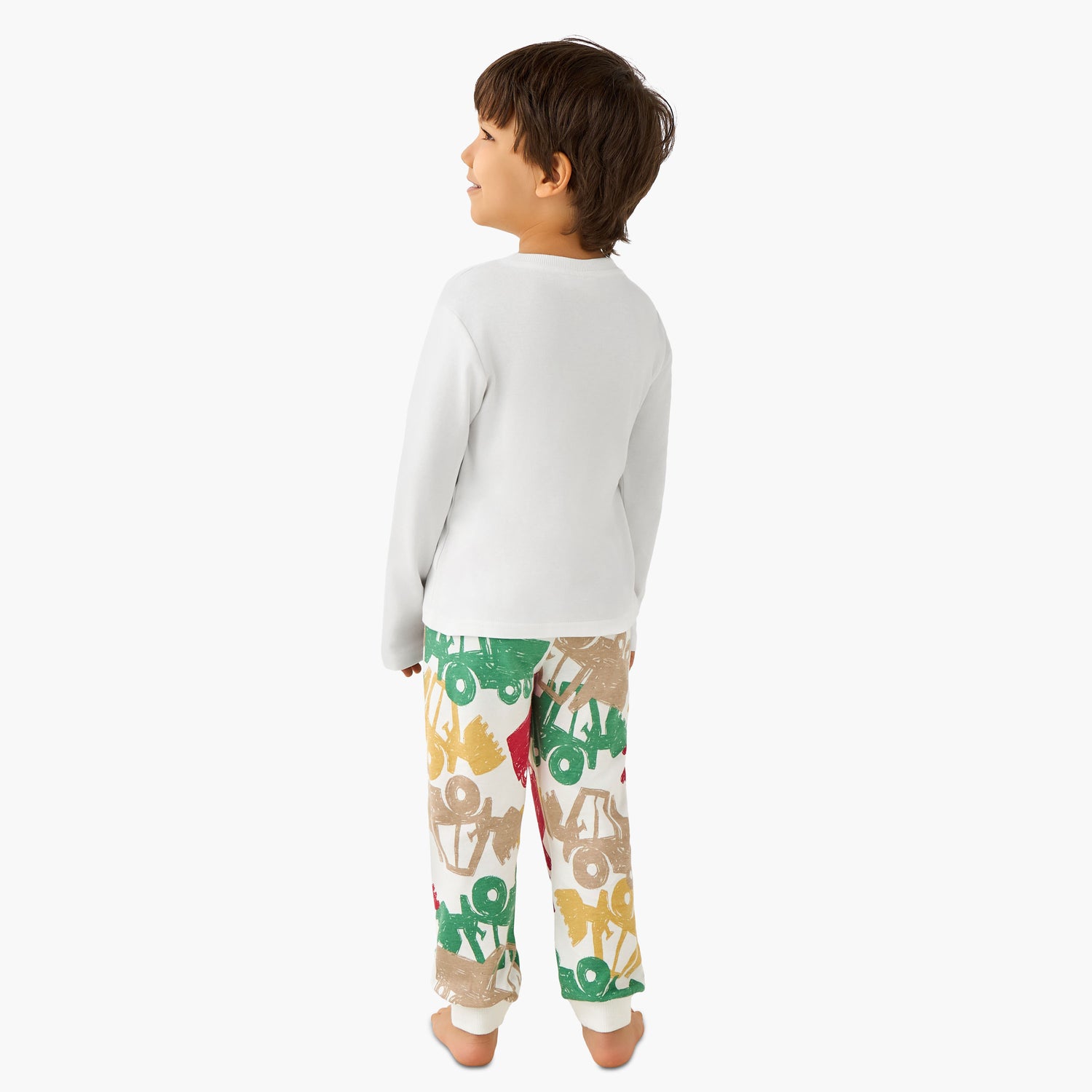Juniors Cotton Crew Neck Long Sleeves Pyjama Set with Sailboat Print