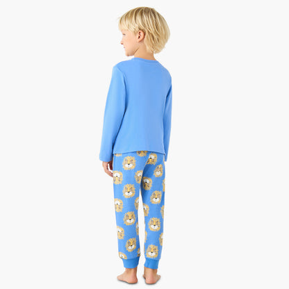 Juniors Cotton Crew Neck Long Sleeves Pyjama Set with Sailboat Print