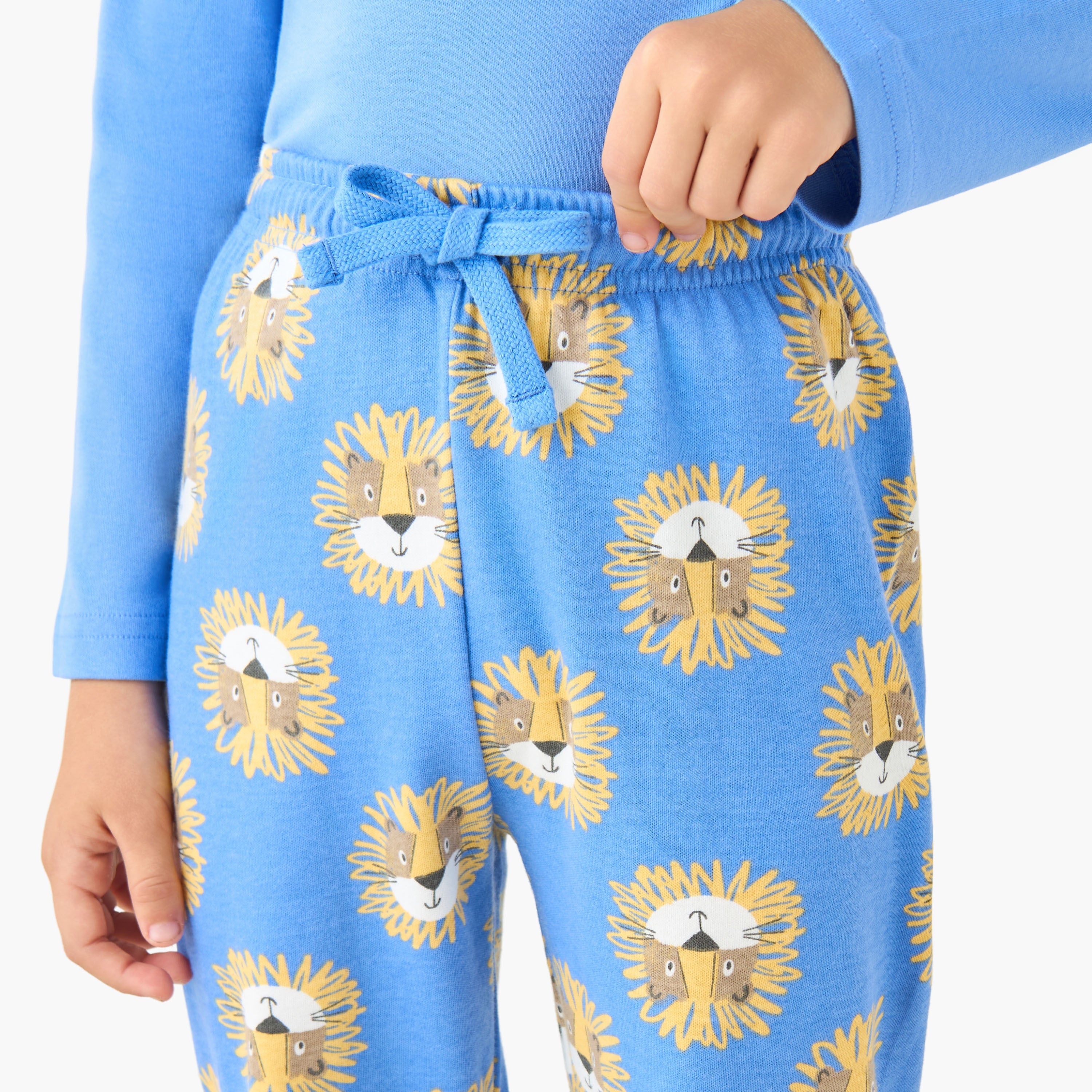 Juniors Cotton Crew Neck Long Sleeves Pyjama Set with Sailboat Print