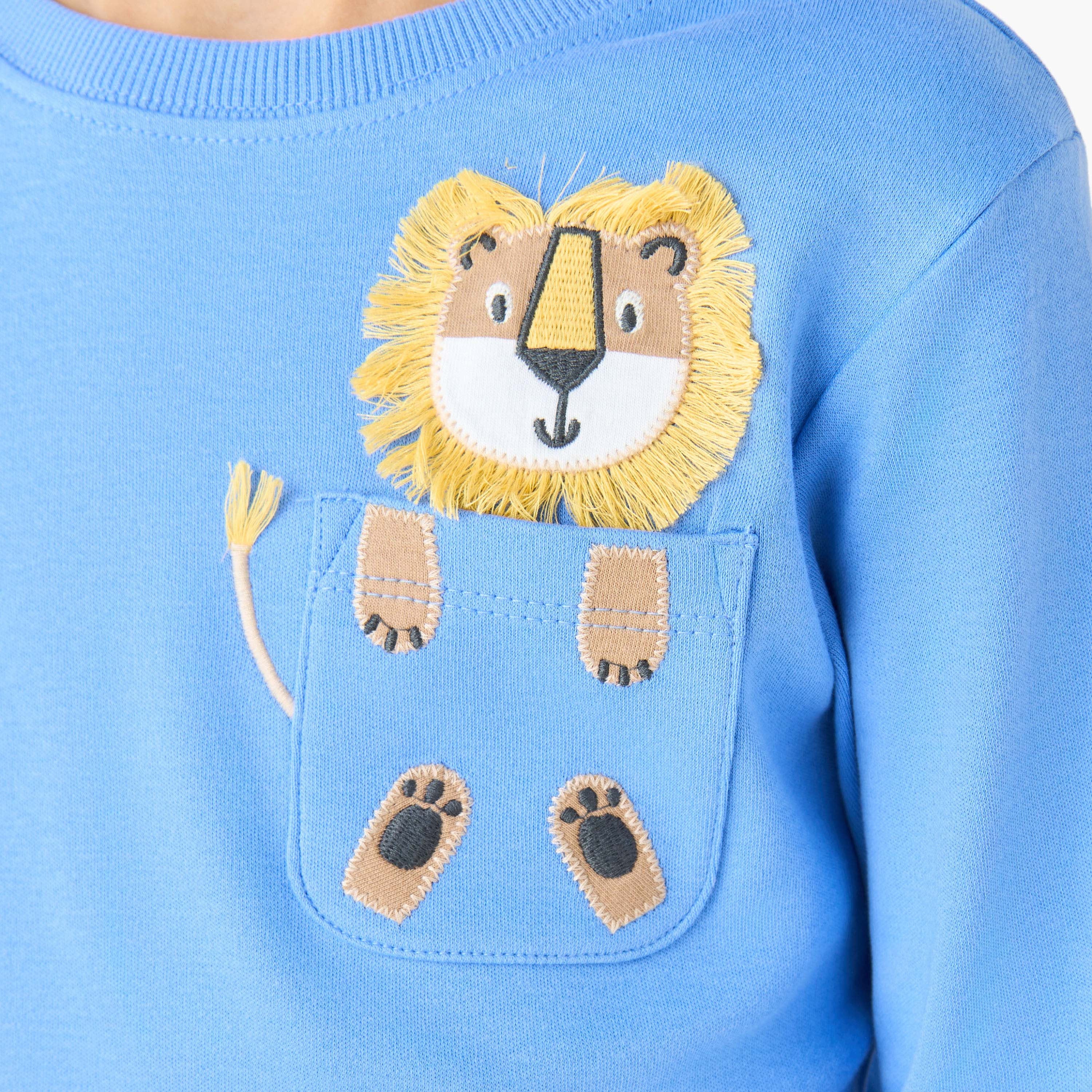 Juniors Cotton Crew Neck Long Sleeves Pyjama Set with Sailboat Print