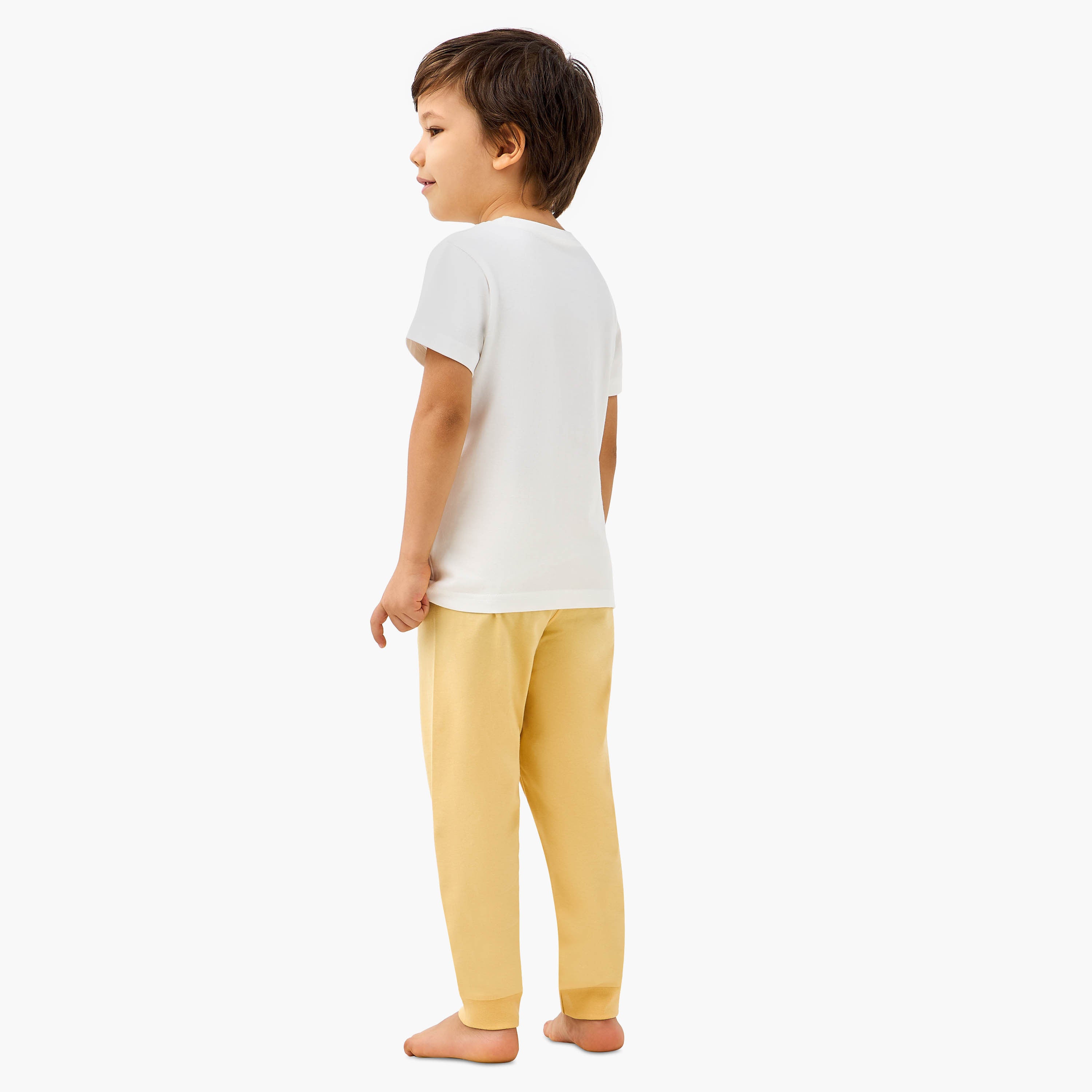 Juniors Cotton Crew Neck Long Sleeves Pyjama Set with Underwater Print