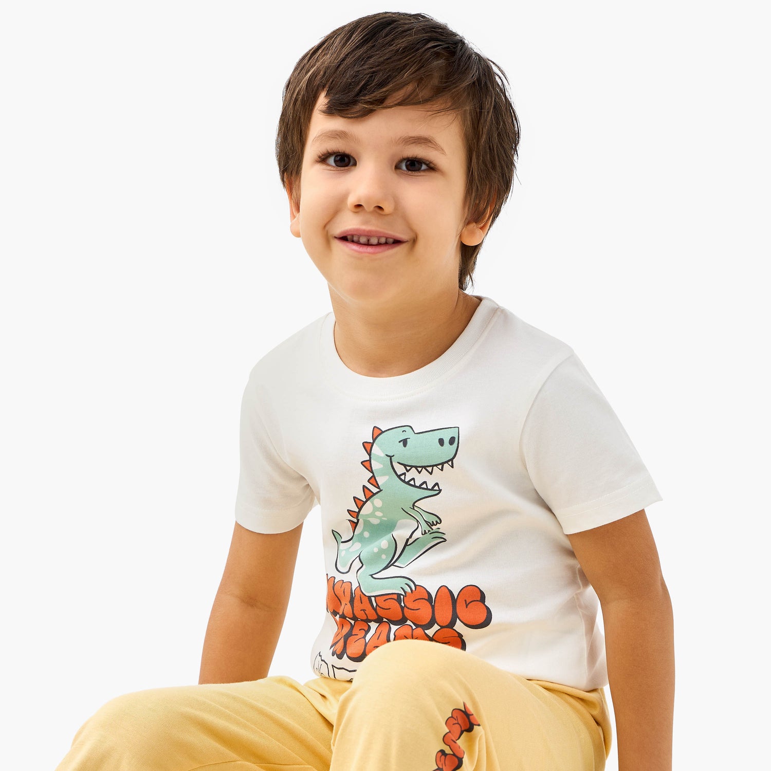 Juniors Cotton Crew Neck Long Sleeves Pyjama Set with Underwater Print