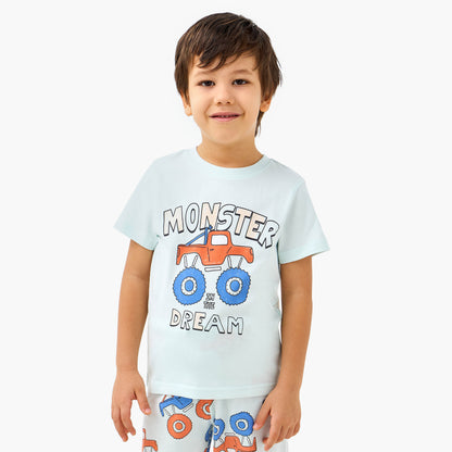 Juniors Monster Truck Print T-shirt and Pyjama Set