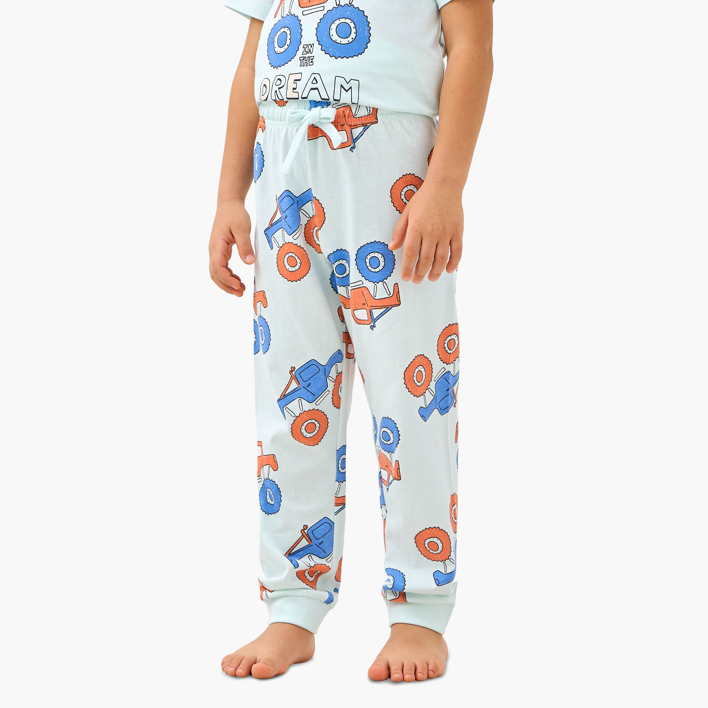 Juniors Monster Truck Print T-shirt and Pyjama Set