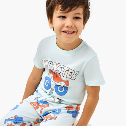 Juniors Monster Truck Print T-shirt and Pyjama Set