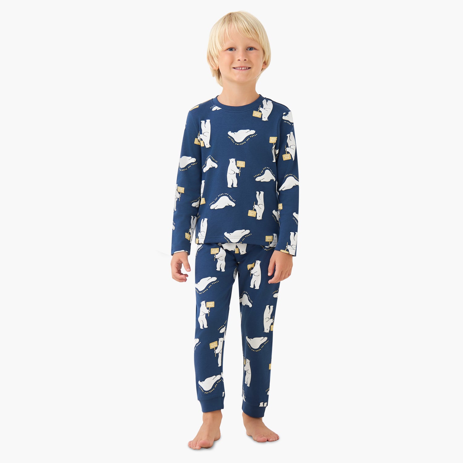 Juniors Cotton Round Neck Long Sleeves Pyjama Set with Graphic Print