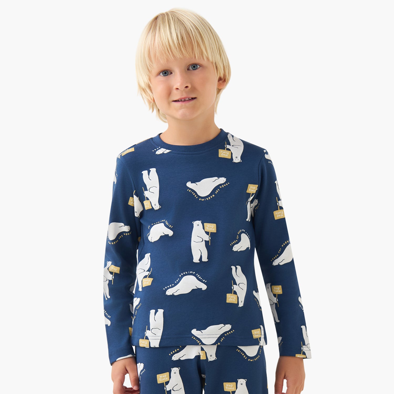 Juniors Cotton Round Neck Long Sleeves Pyjama Set with Graphic Print