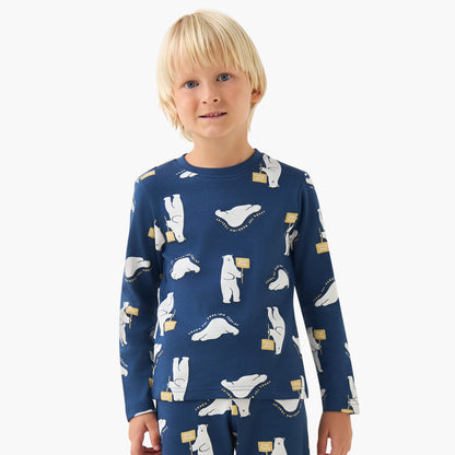 Juniors Cotton Round Neck Long Sleeves Pyjama Set with Graphic Print