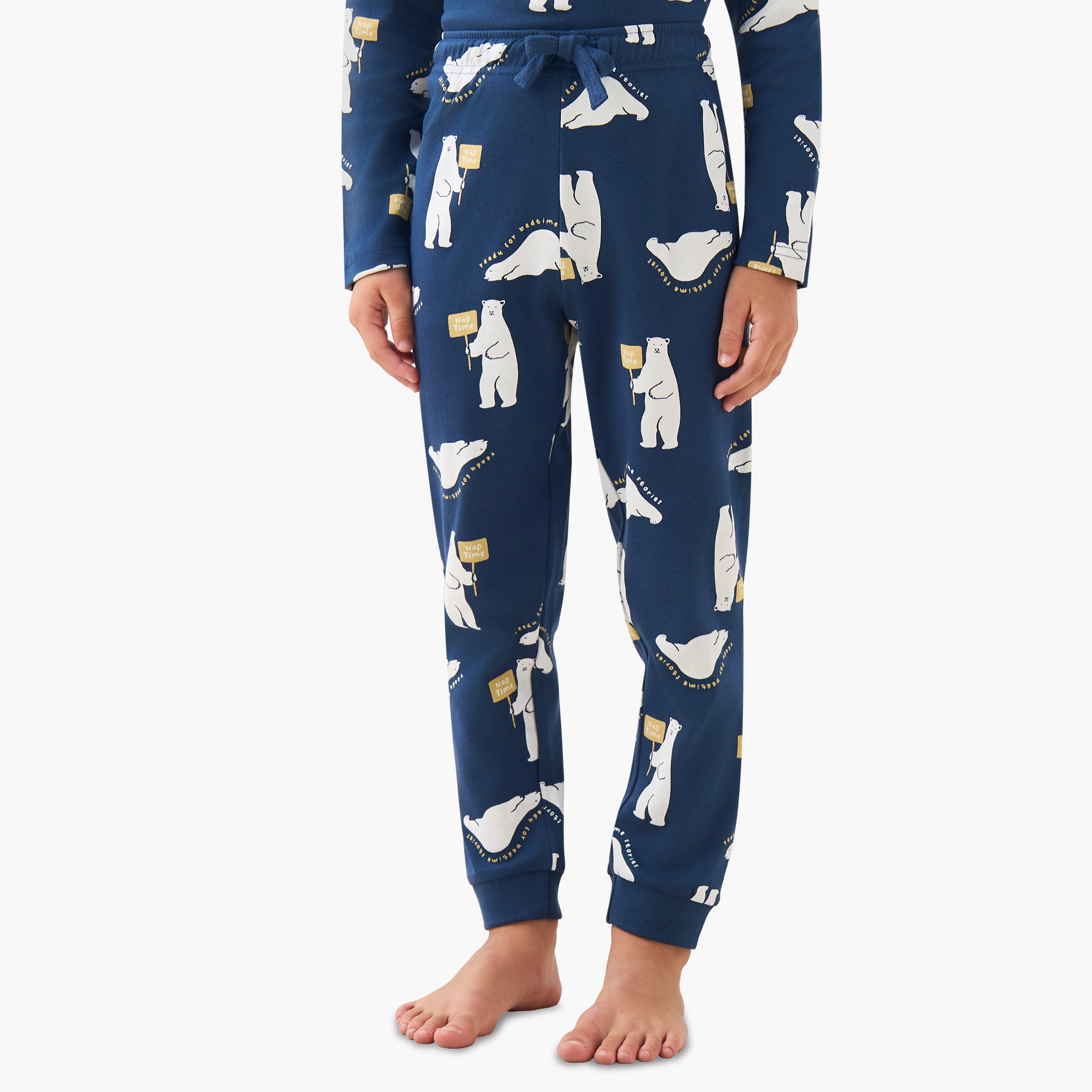 Juniors Cotton Round Neck Long Sleeves Pyjama Set with Graphic Print