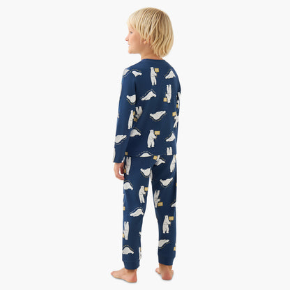 Juniors Cotton Round Neck Long Sleeves Pyjama Set with Graphic Print