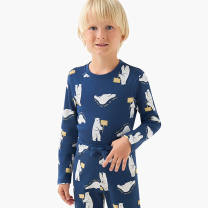 Juniors Cotton Round Neck Long Sleeves Pyjama Set with Graphic Print