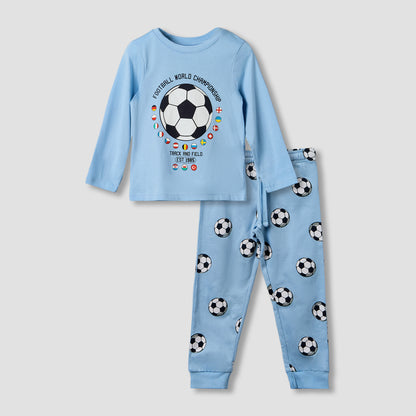 Juniors Cotton Round Neck Long Sleeves Pyjama Set with Graphic Print