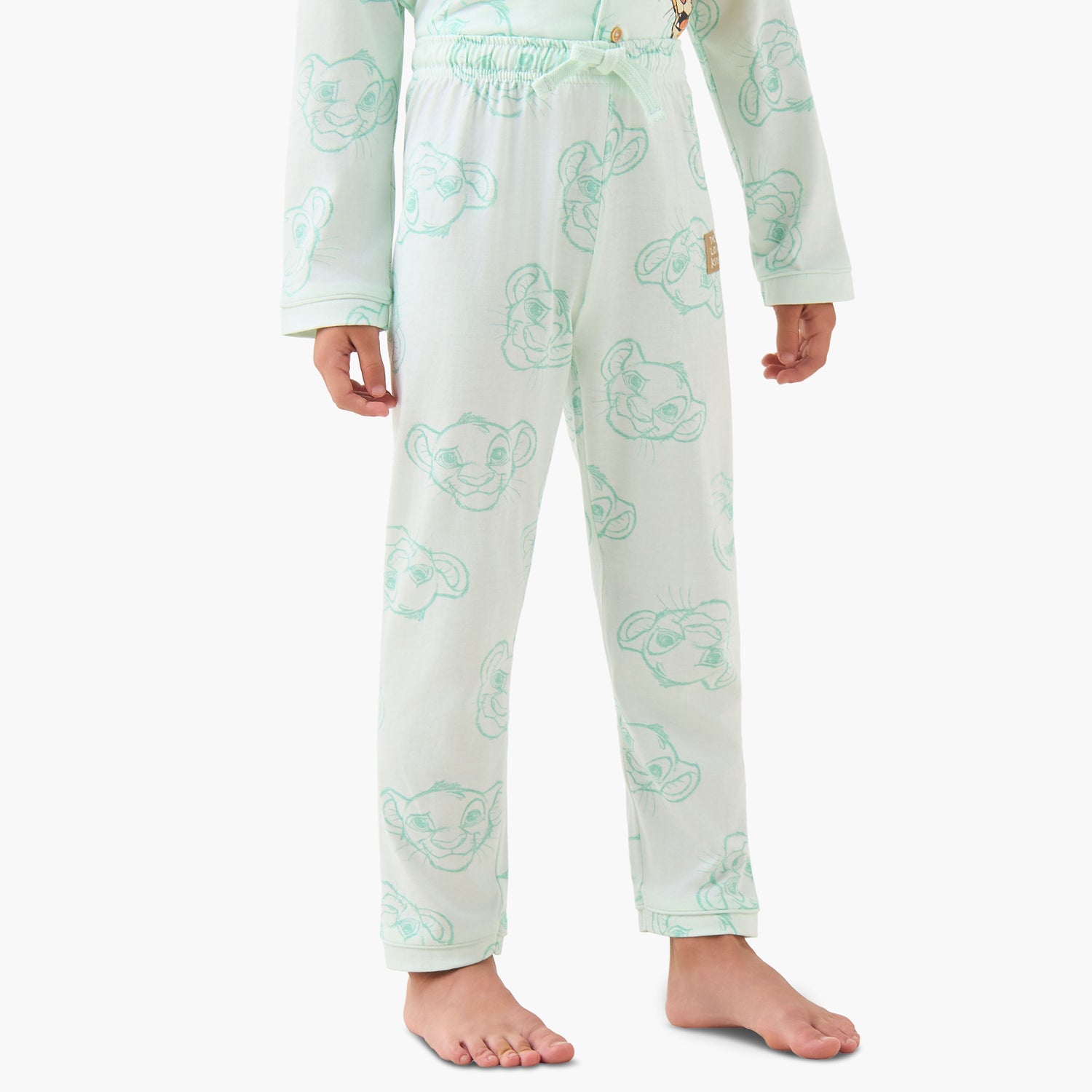 Disney Cotton Collared Long Sleeves Pyjama Set with Simba Print