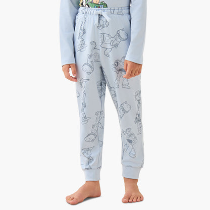 Disney Cotton Crew Neck Long Sleeves Pyjama Set with Toy Story Print