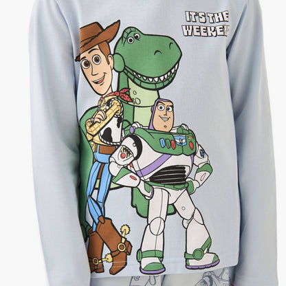 Disney Cotton Crew Neck Long Sleeves Pyjama Set with Toy Story Print