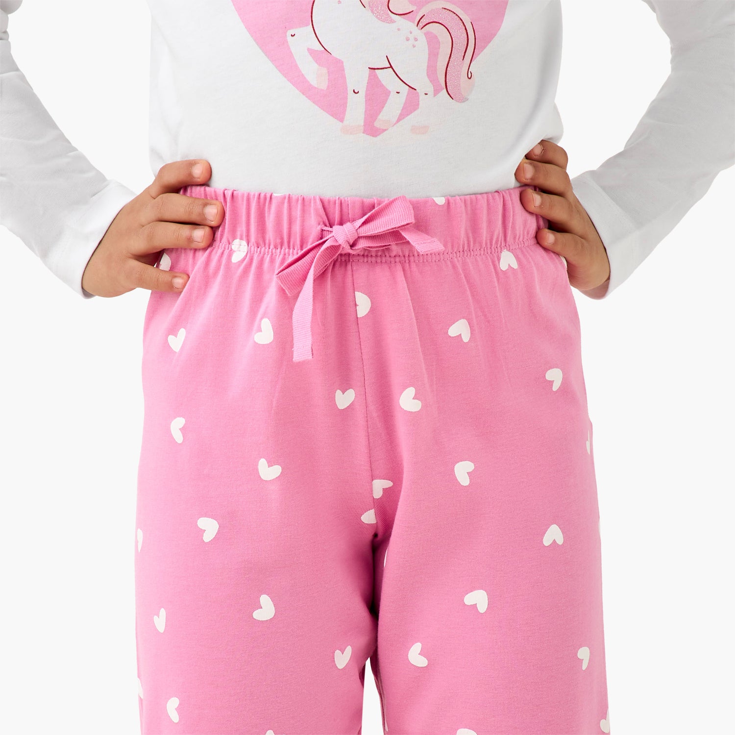 Pack of 2 Cotton Crew Neck Long Sleeve Pyjama Set with Unicorn Print
