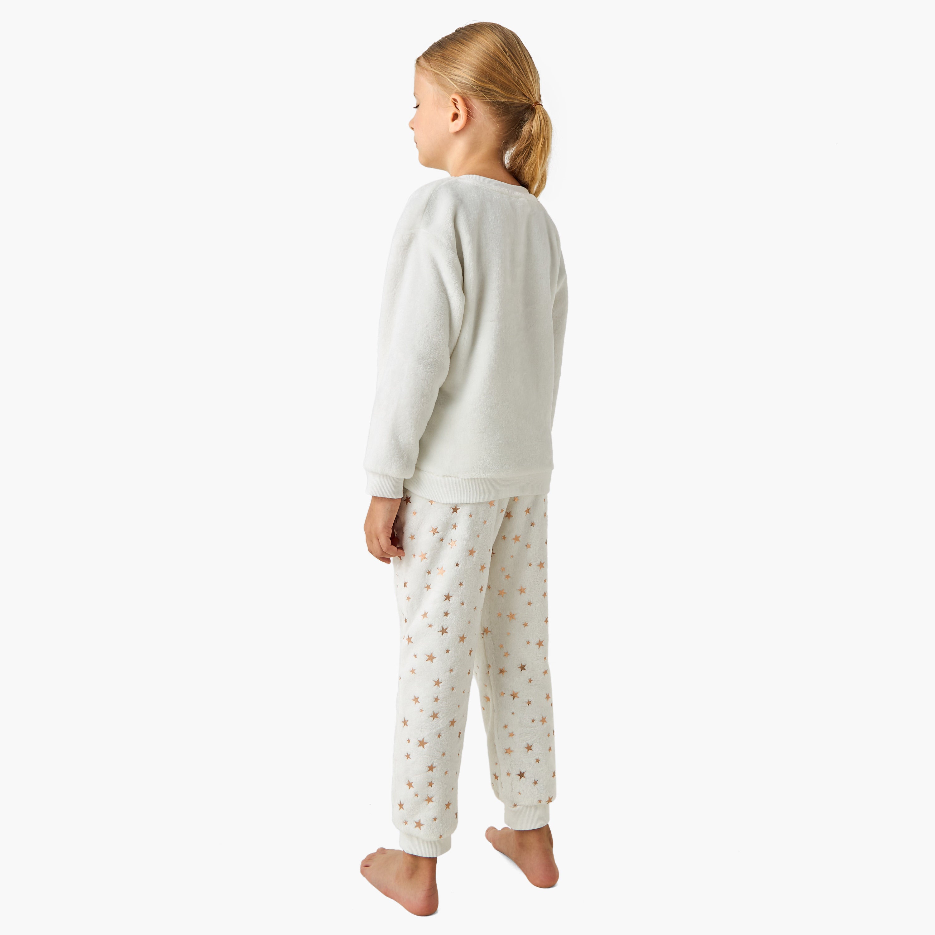 Juniors Girls Pyjama Set with Print - Cotton Blend - Long Sleeves - Crew Neck