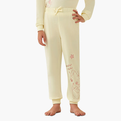 Juniors Cotton Crew Neck Long Sleeves Pyjama Set with Cat Print