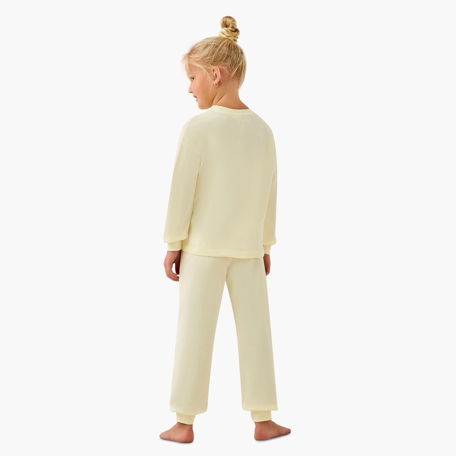 Juniors Cotton Crew Neck Long Sleeves Pyjama Set with Cat Print