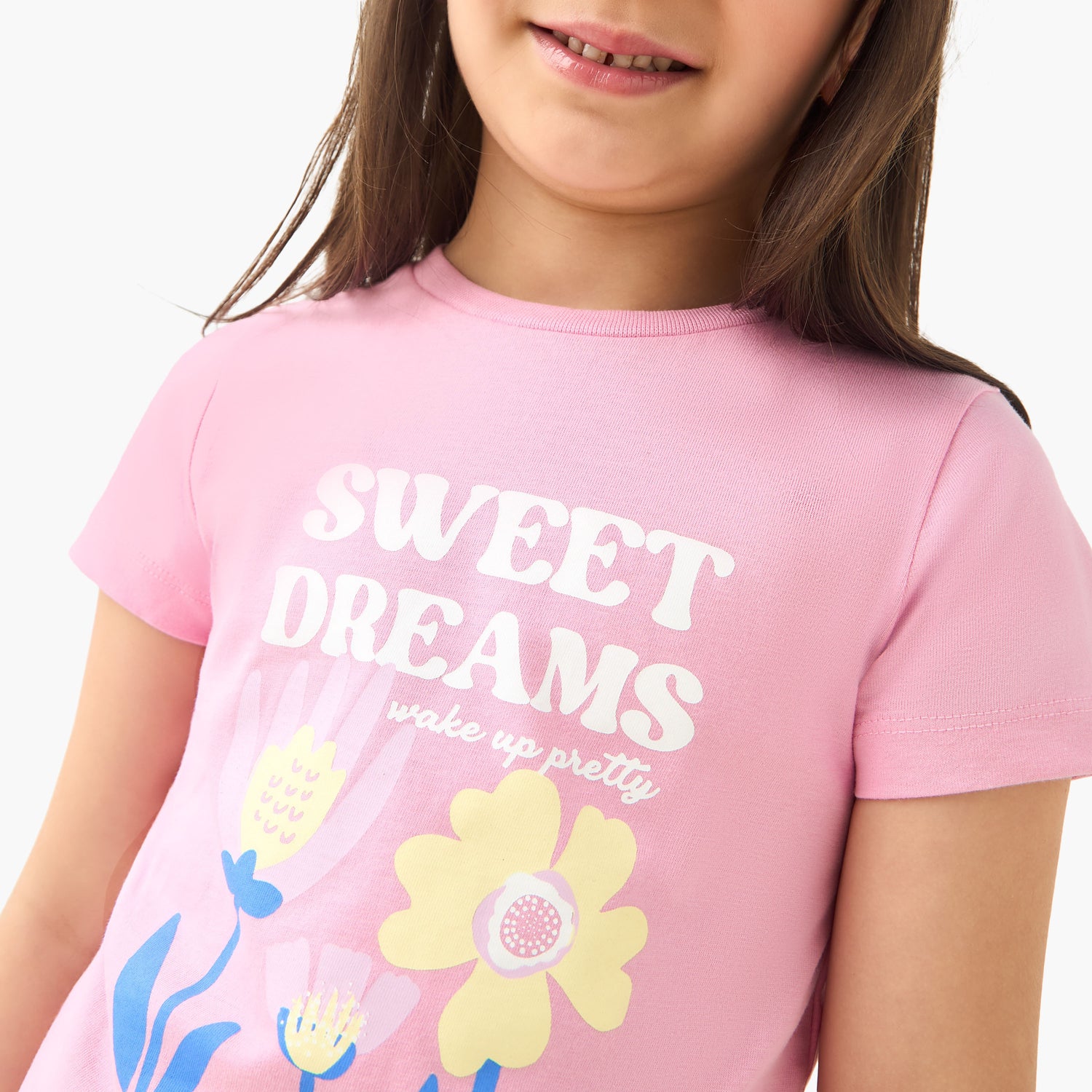 Juniors Floral Print T-shirt and Pyjama Set