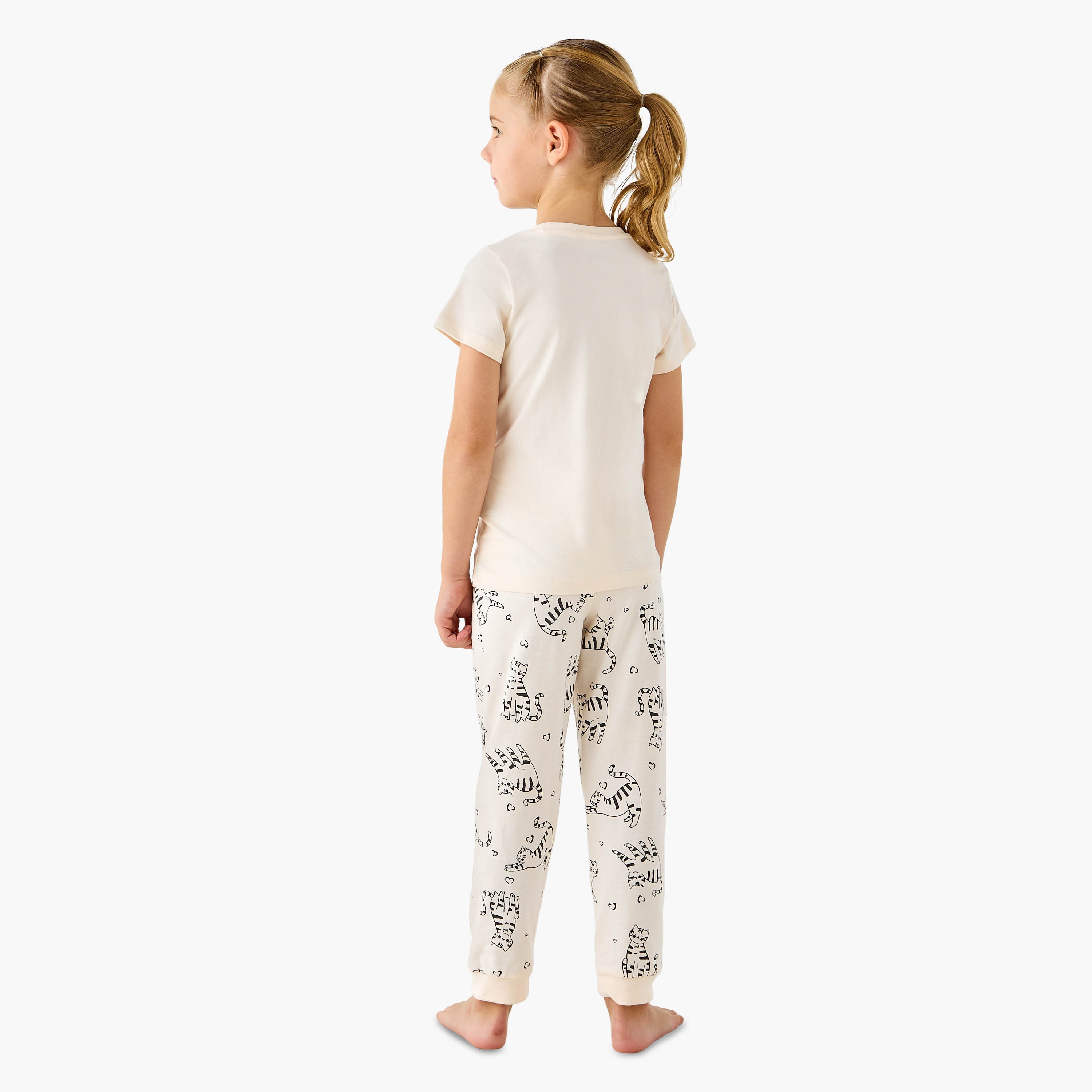 Juniors Cat Print T-shirt and Leggings Set