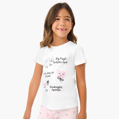 Juniors Heart Print T-shirt and Pyjama Set