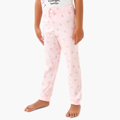 Juniors Heart Print T-shirt and Pyjama Set