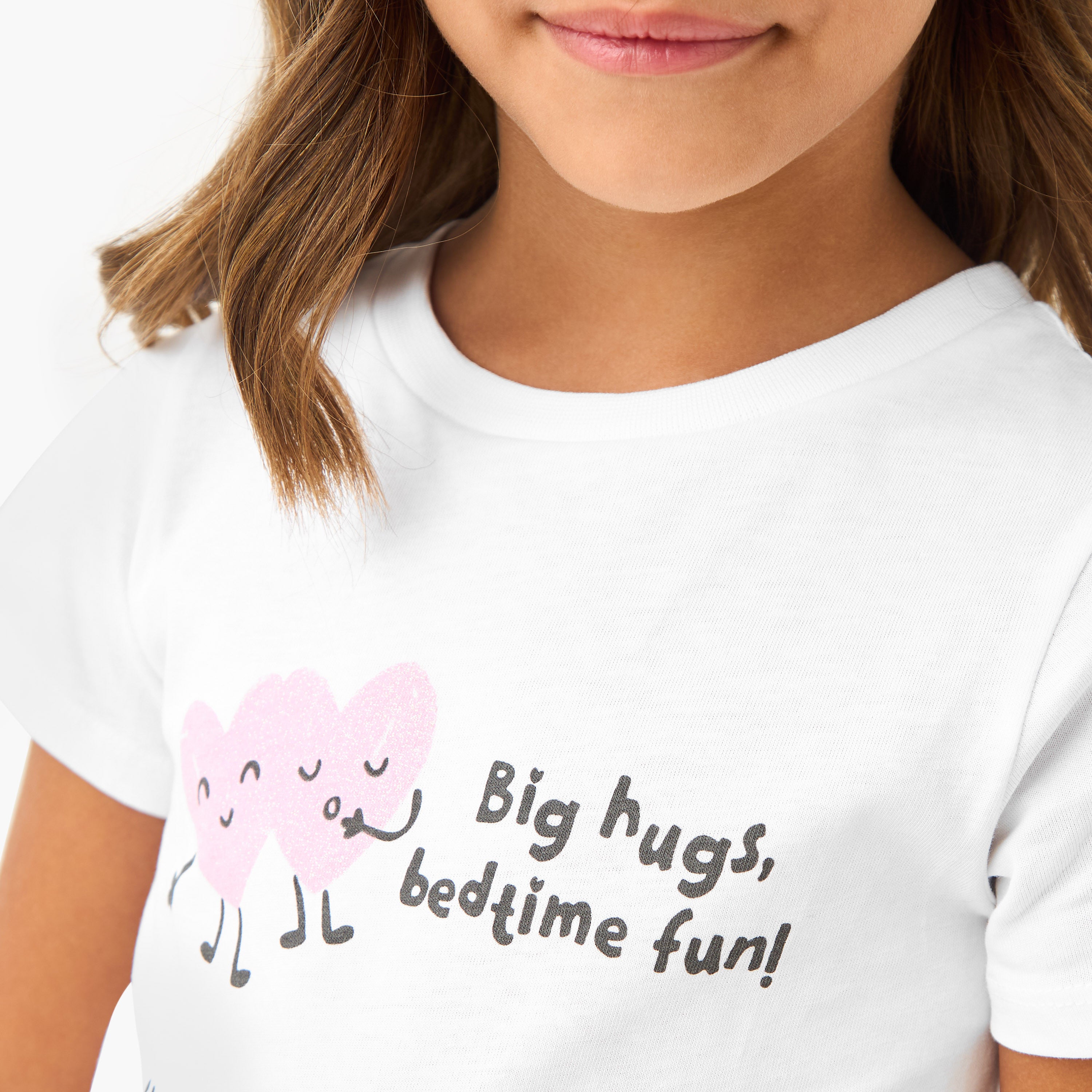 Juniors Heart Print T-shirt and Pyjama Set
