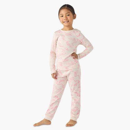 Juniors Cotton Crew Neck Long Sleeves Pyjama Set with Unicorn Print