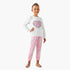Juniors Cotton Crew Neck Long Sleeves Pyjama Set with Heart Leopard Print - White / 7-8 yrs