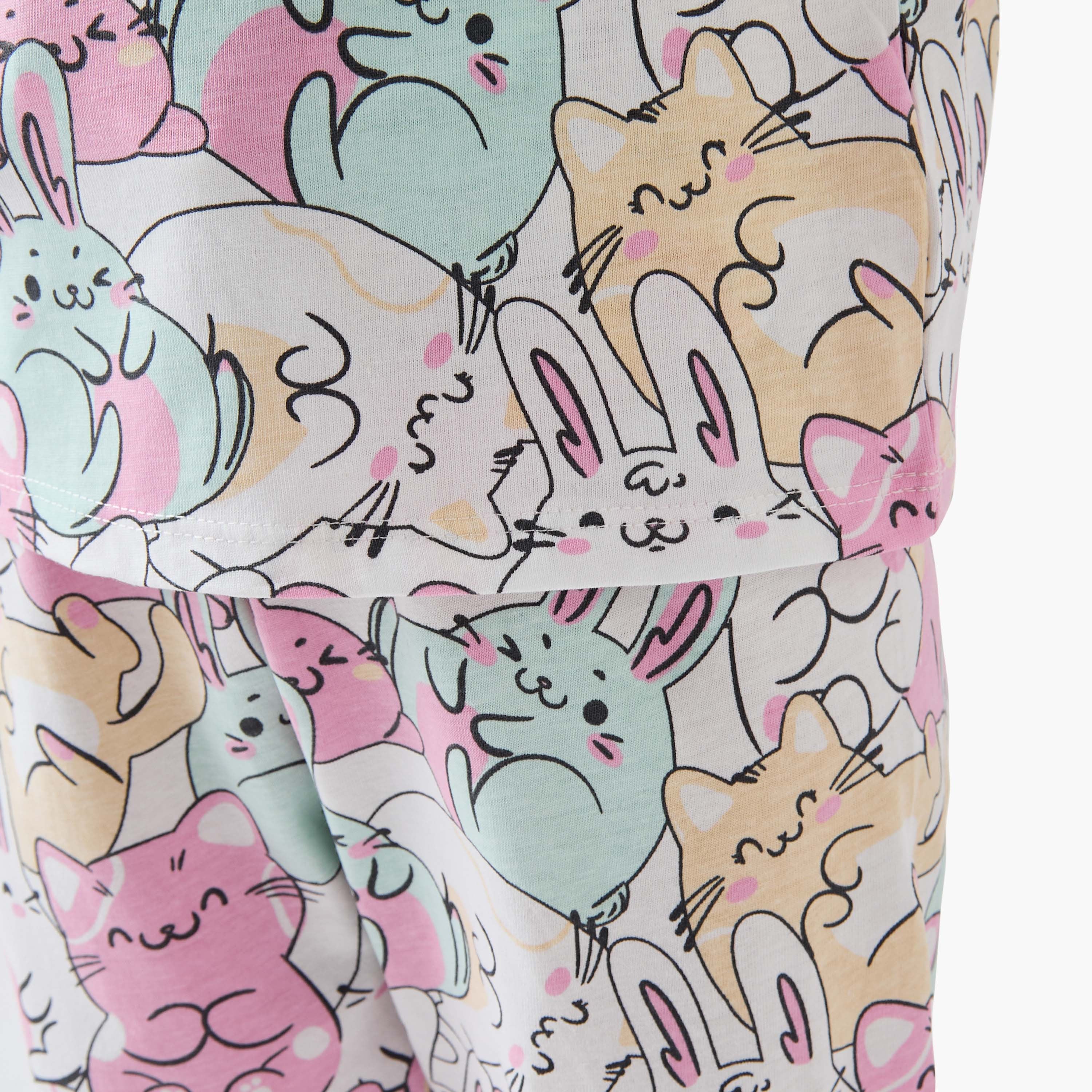 Juniors Printed T-shirts and Pyjamas - Set of 3