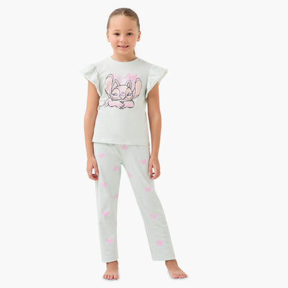 Disney Stitch Print T-shirt and Pyjama Set - Blue / 3-4 yrs
