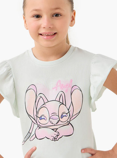 Disney Stitch Print T-shirt and Pyjama Set-girls-clothing-nightwear-image-5