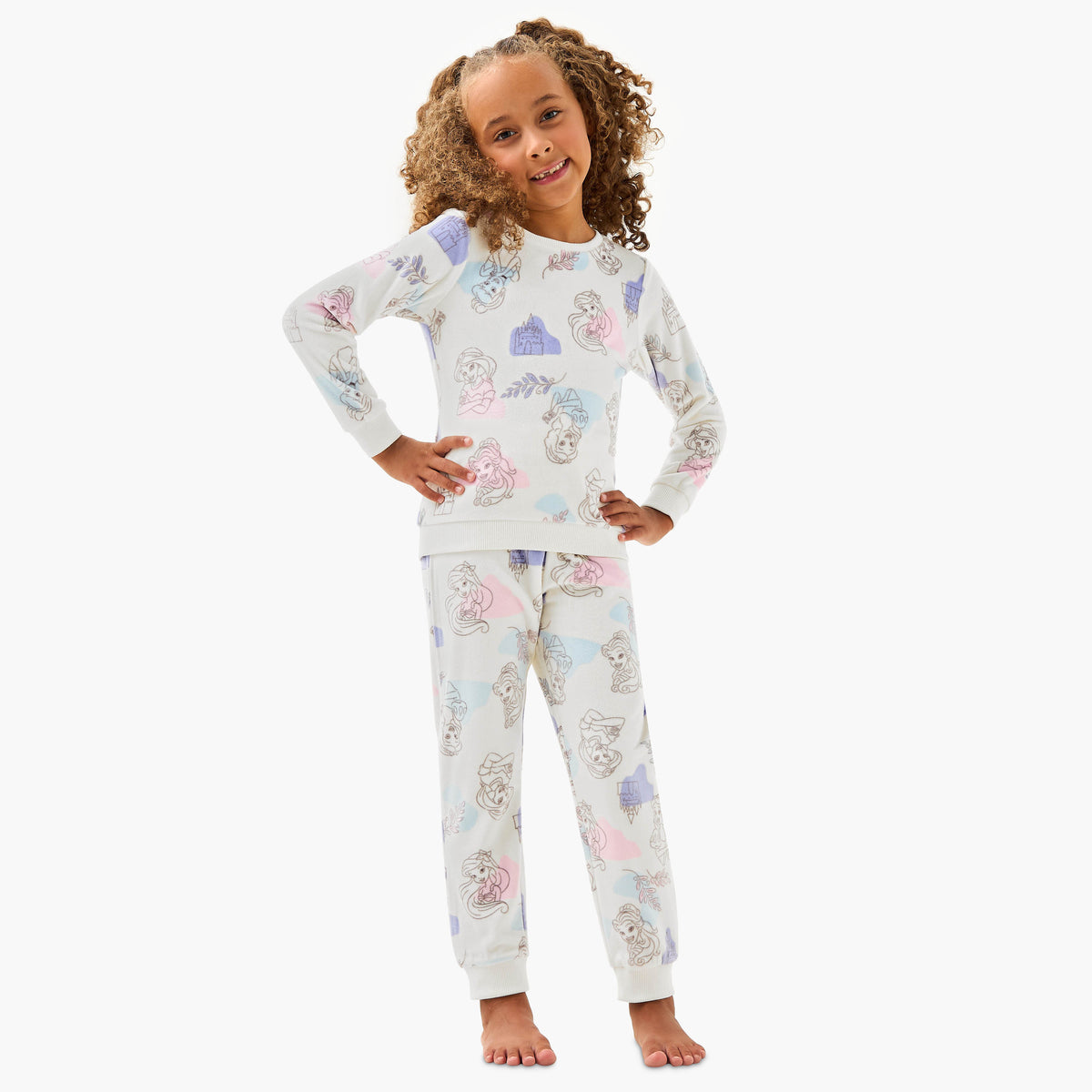 Disney Princess Print T-shirt and Pyjama Set