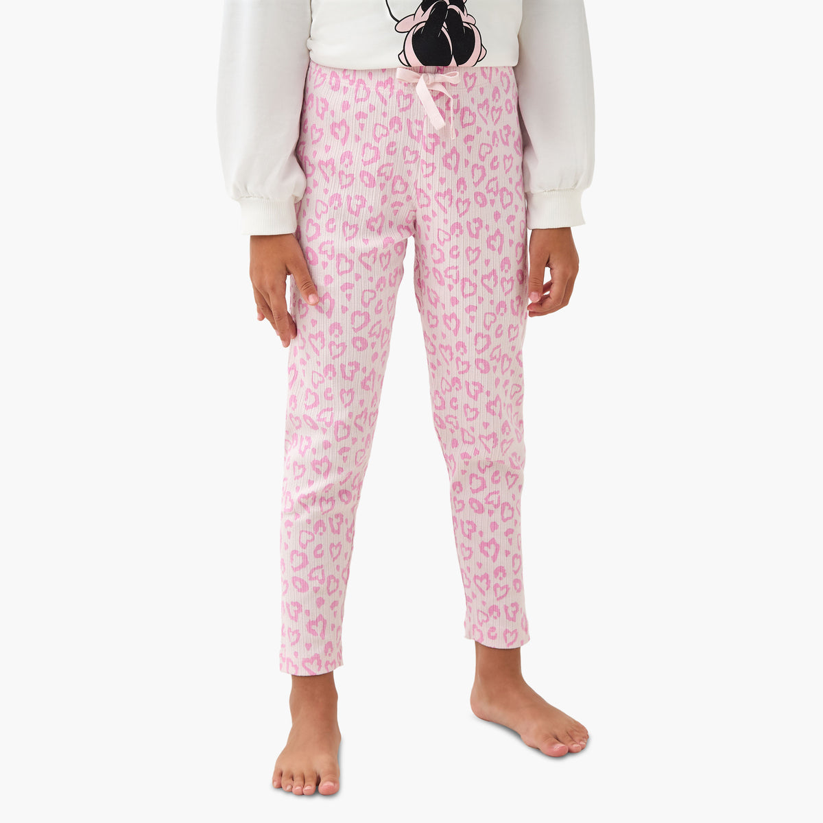 Disney Cotton Crew Neck Long Sleeve Pyjama Set with Minnie Mouse Print