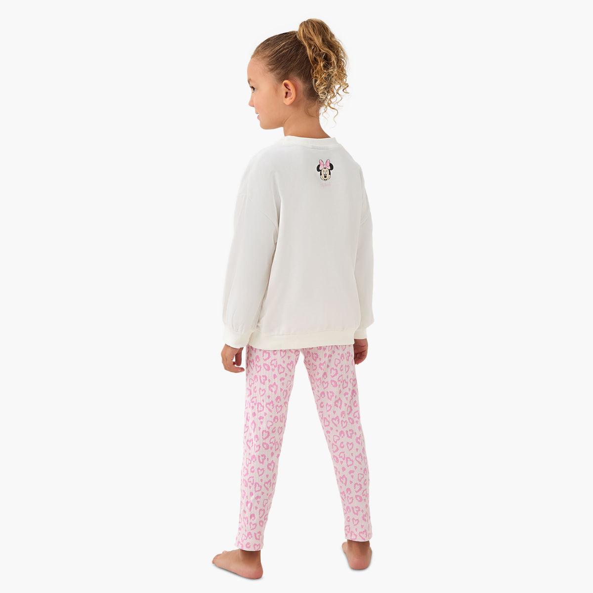 Disney Cotton Crew Neck Long Sleeve Pyjama Set with Minnie Mouse Print