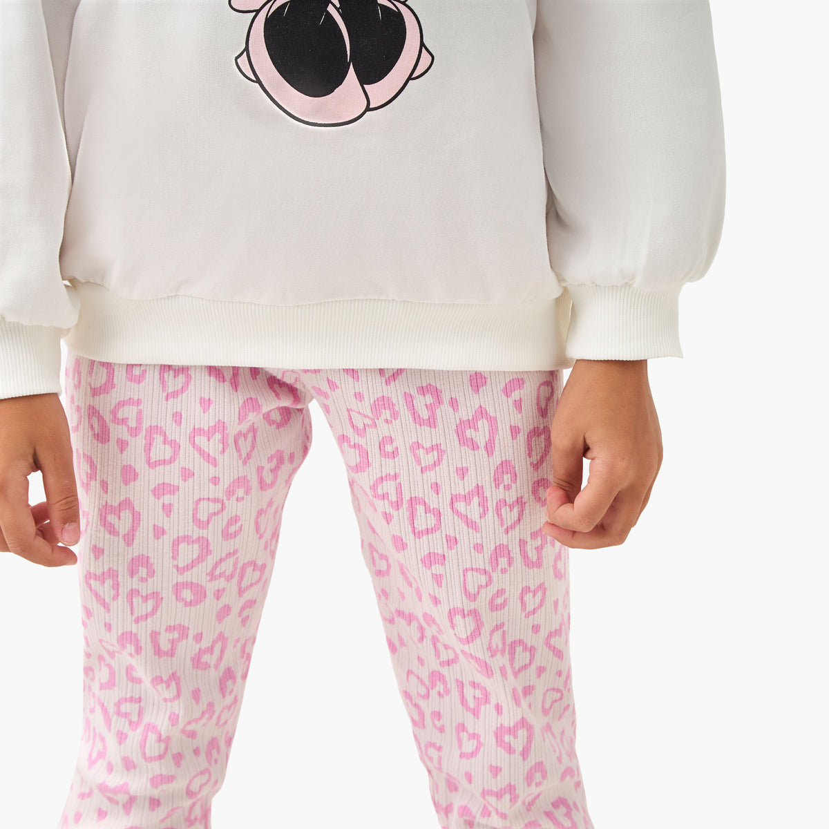 Disney Cotton Crew Neck Long Sleeve Pyjama Set with Minnie Mouse Print