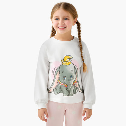 Disney Cotton Crew Neck Long Sleeves Pyjama Set with Dumbo Print